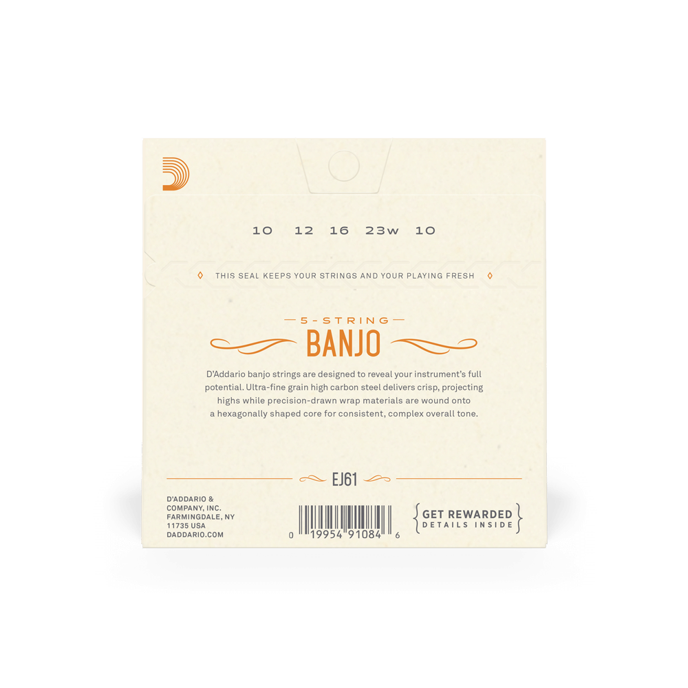 D'Addario EJ61 5-string banjo strings, medium 10-23 - view 4