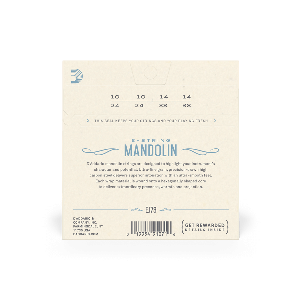 D'Addario EJ73 phosphor bronze mandolin strings, light 10-38 - view 4