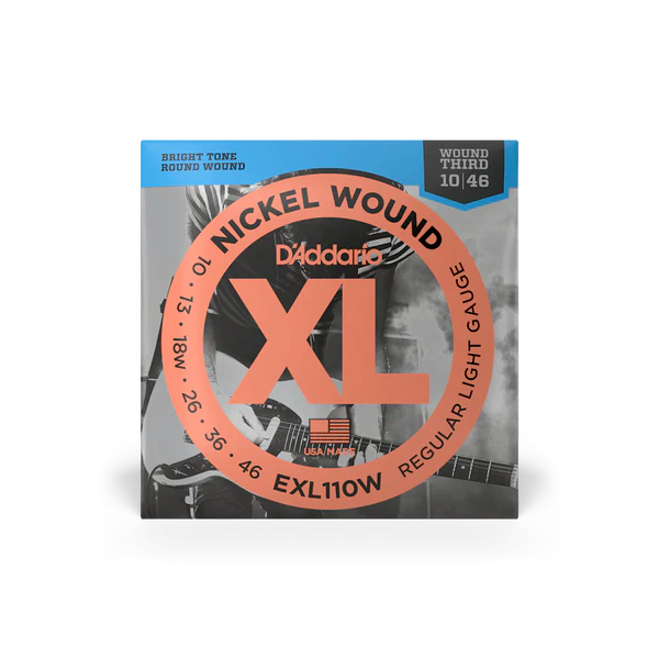 D'Addario EXL110W Nickel Wound Electric Guitar Strings Regular Light Gauge with Wound 3rd
