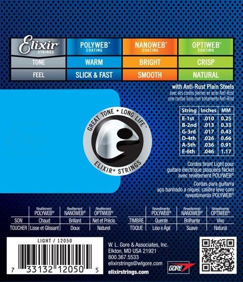 Elixir 12050 Polyweb Nickel Plated Steel Electric Guitar Strings - Light (10-46)