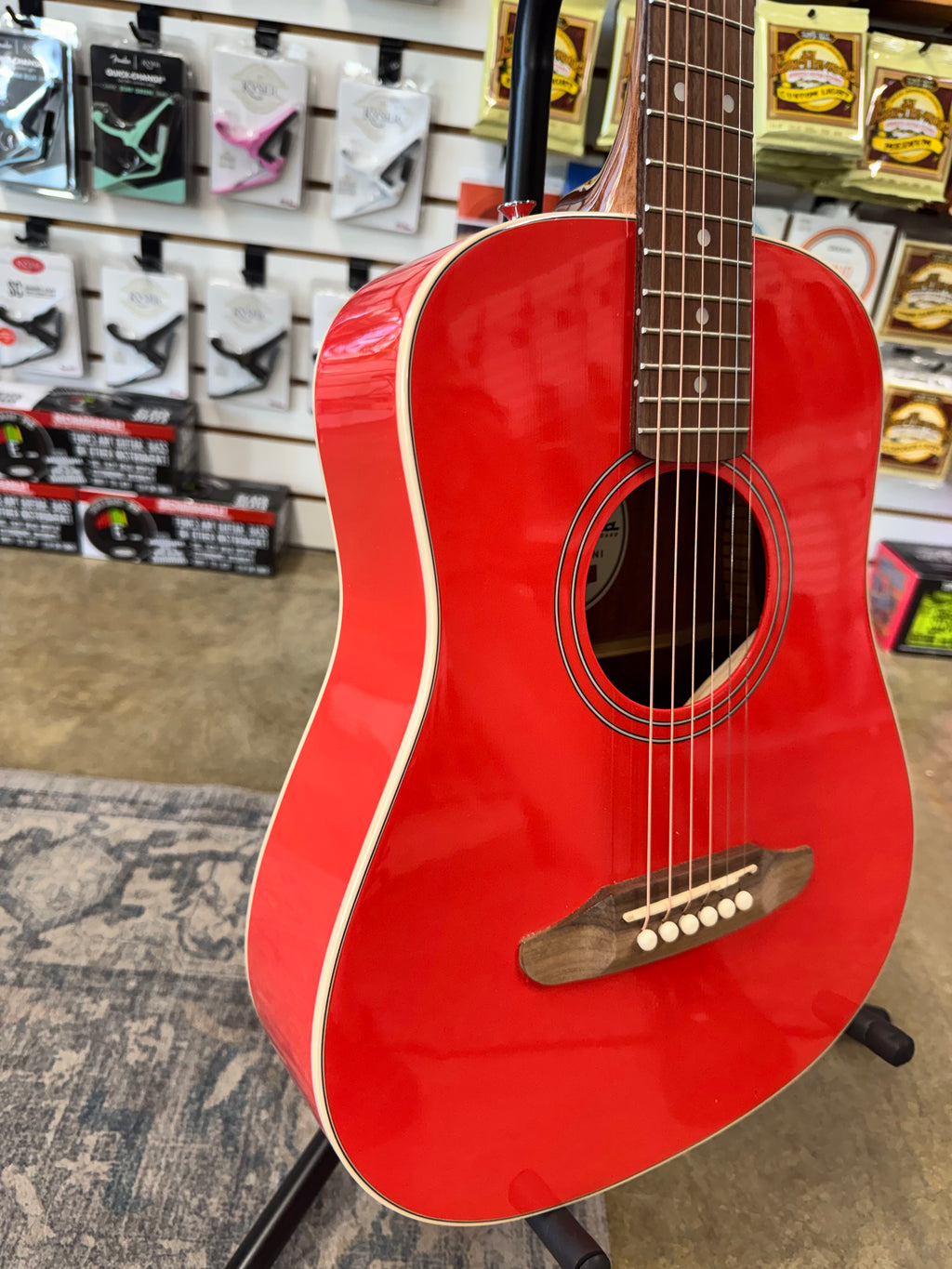Fender California Standard Redondo Mini - Fiesta Red - body angled from the left