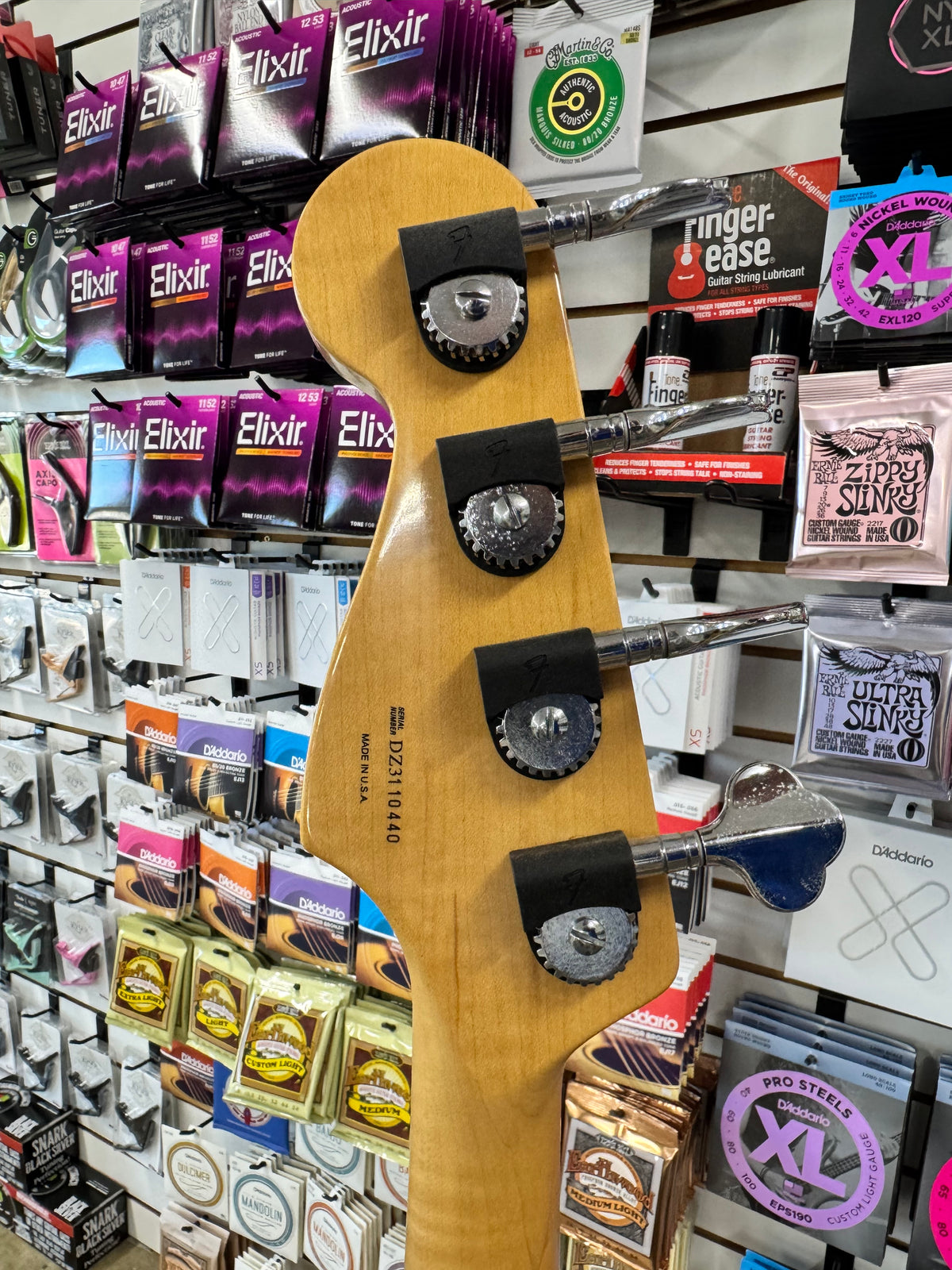 Used 2003 Fender American Deluxe Jazz Bass, 3-Color Sunburst - back of headstock and tuners