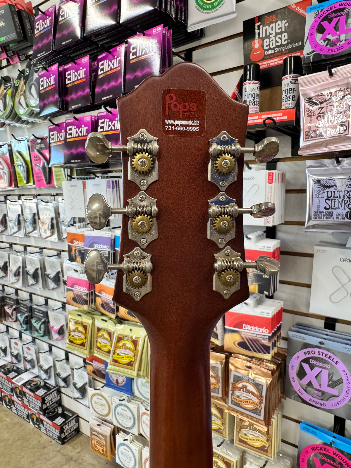 Used Epiphone Masterbilt DR-500ME acoustic-electric, Natural - back of headstock and tuners