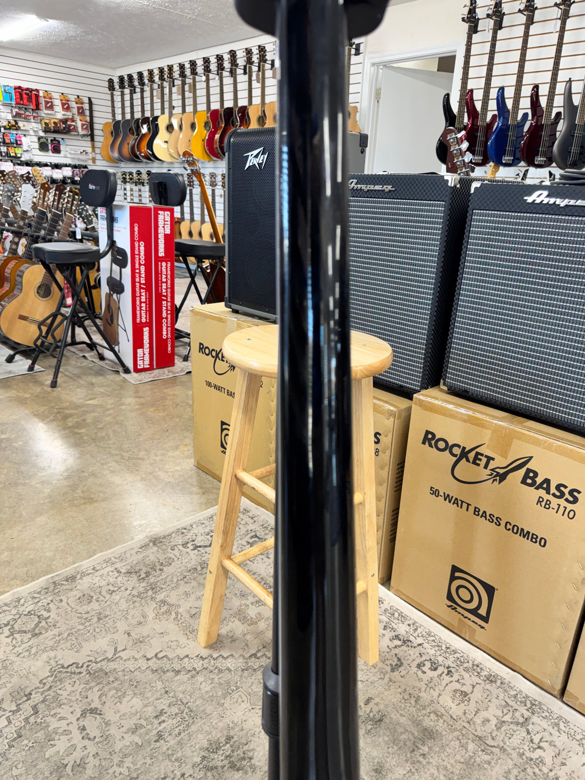 Used Jackson X Series Rhoads RR-B IV bass, Black with white pinstripes - back of neck-through neck