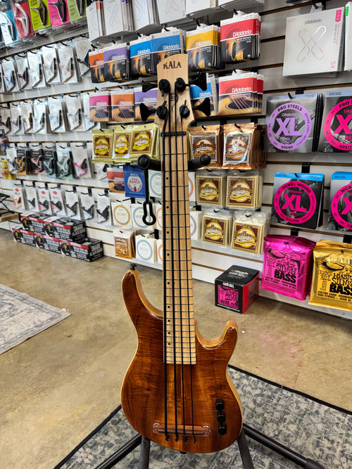 Used Kala Hawaiian Koa California U-Bass, Natural - full front view - Pop's Music, Jackson TN