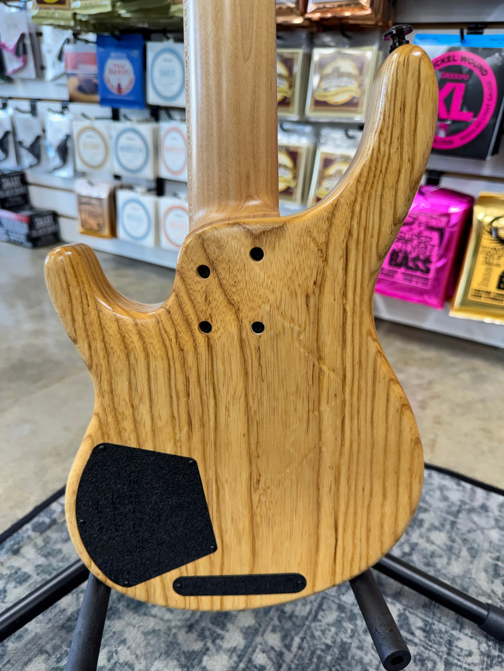 Used Kala Hawaiian Koa California U-Bass, Natural - swamp ash back of body