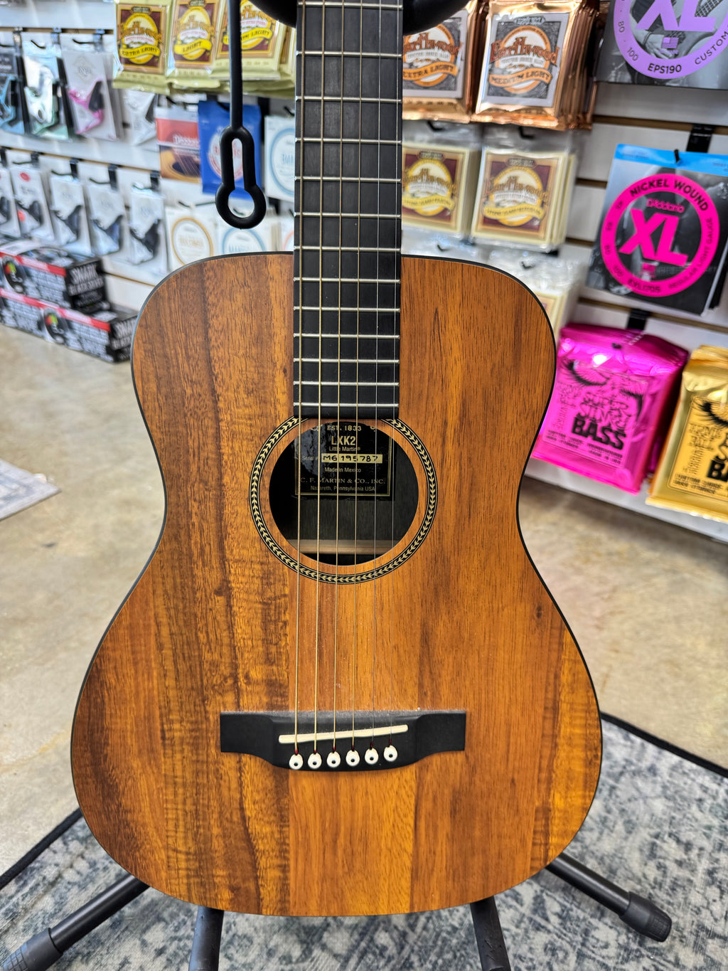 Used Martin LXK2 Little Martin, Natural koa pattern - top, soundhole rosette and bridge