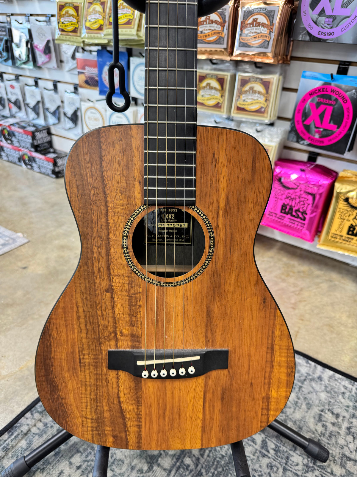 Used Martin LXK2 Little Martin, Natural koa pattern - top, soundhole rosette and bridge