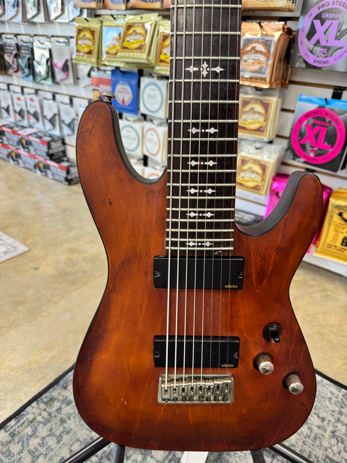 Used Schecter Omen-8 8-string guitar, Walnut Satin - body with two humbuckers