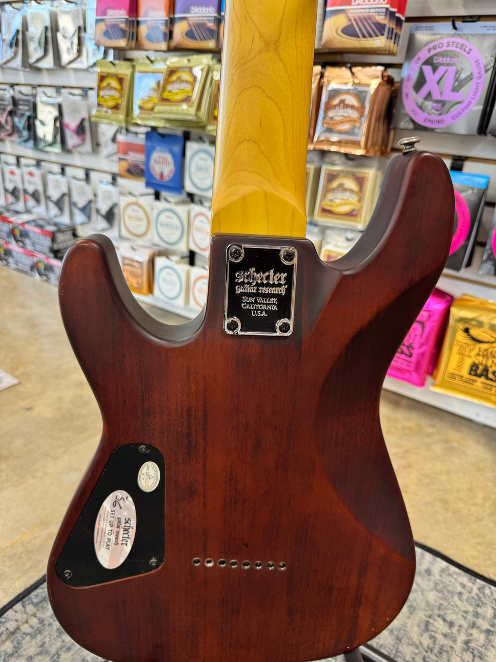 Used Schecter Omen-8 8-string guitar, Walnut Satin - back of body