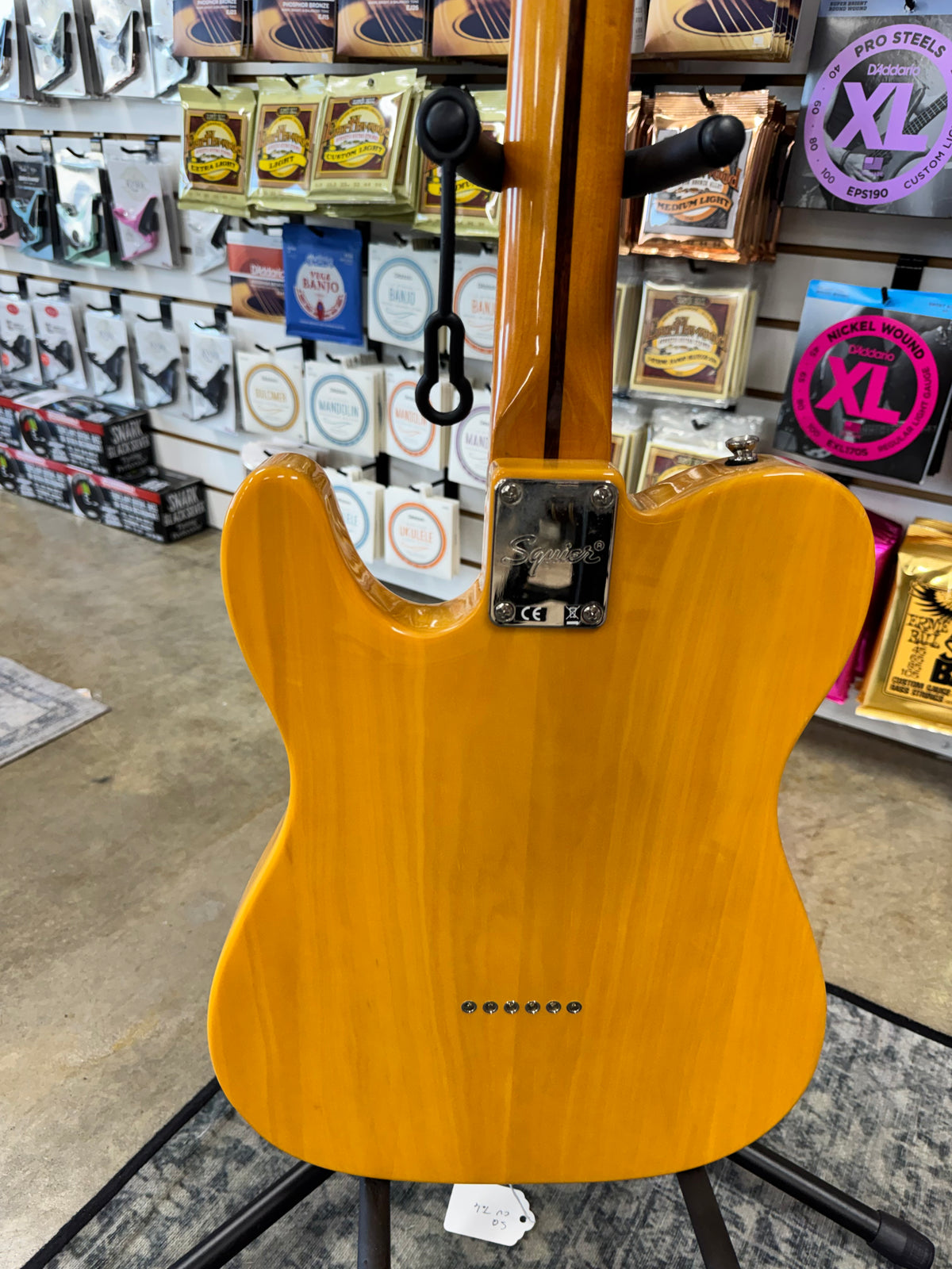Used Squier Classic Vibe '50s Telecaster, Butterscotch Blonde - back of body with string-through ferrules