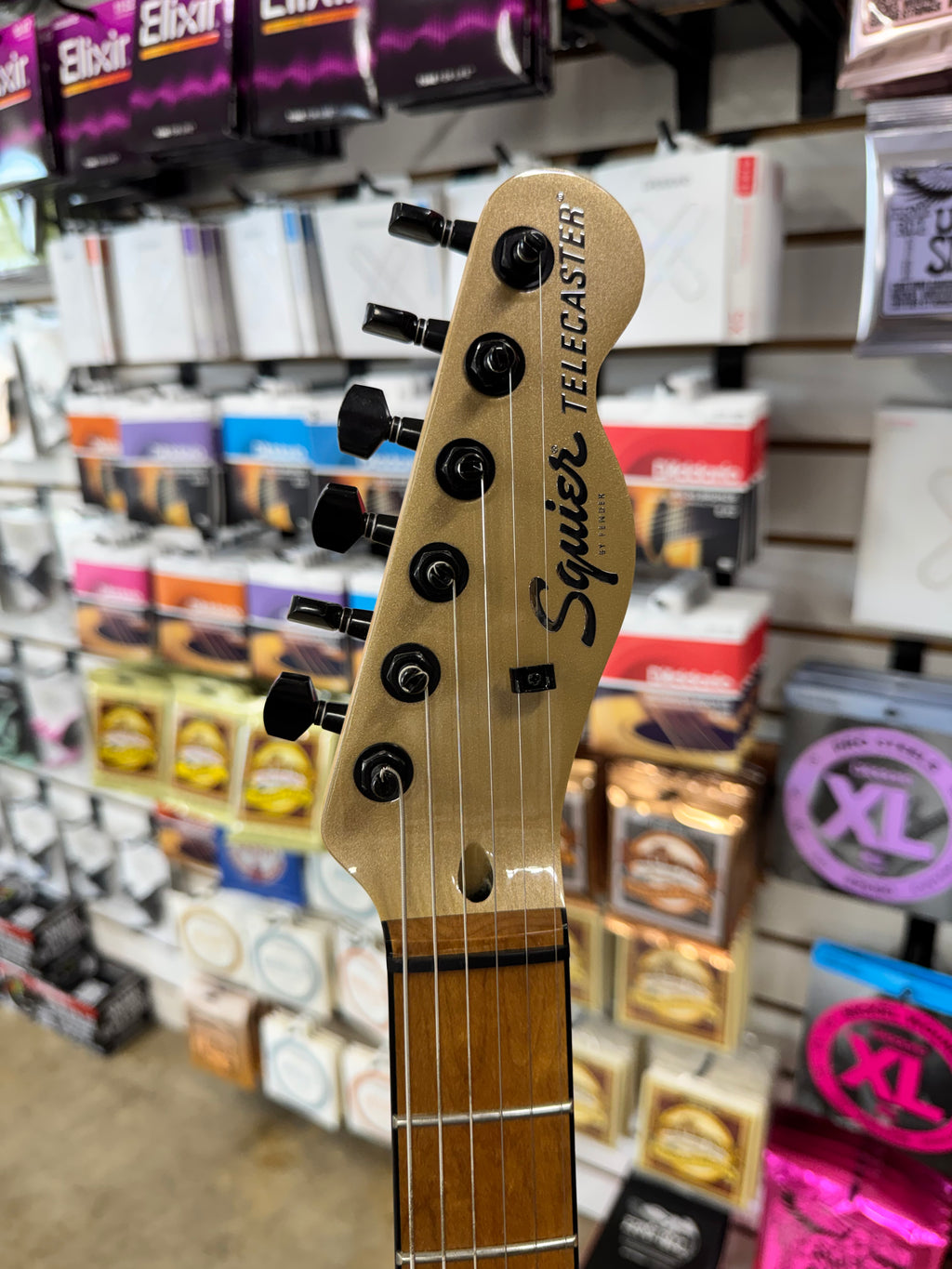 Used Squier Contemporary Telecaster RH, Shoreline Gold - matching painted headstock