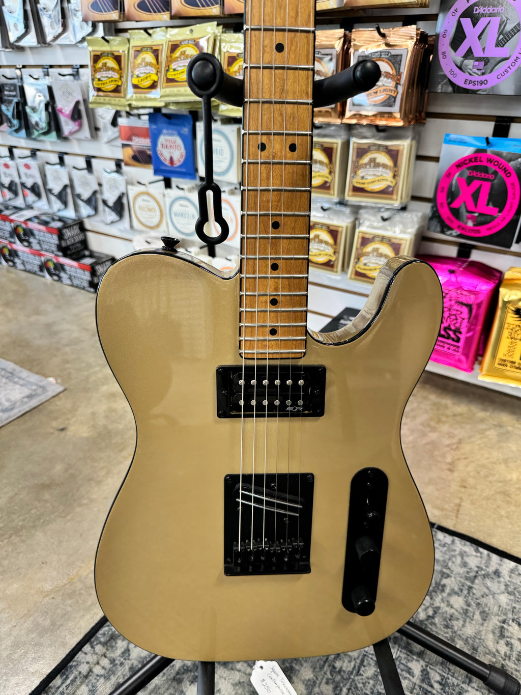 Used Squier Contemporary Telecaster RH, Shoreline Gold - body with dual humbuckers and black hardware