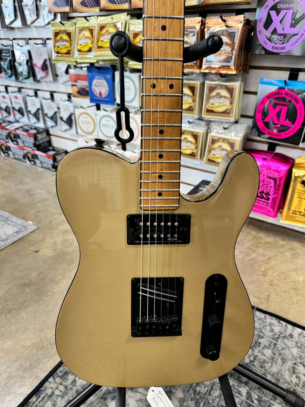 Used Squier Contemporary Telecaster RH, Shoreline Gold - body with dual humbuckers and black hardware