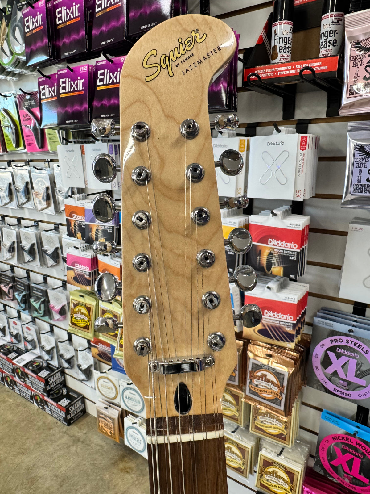 Used Squier Paranormal Jazzmaster XII 12-string, Lake Placid Blue - 12-string hockey stick headstock
