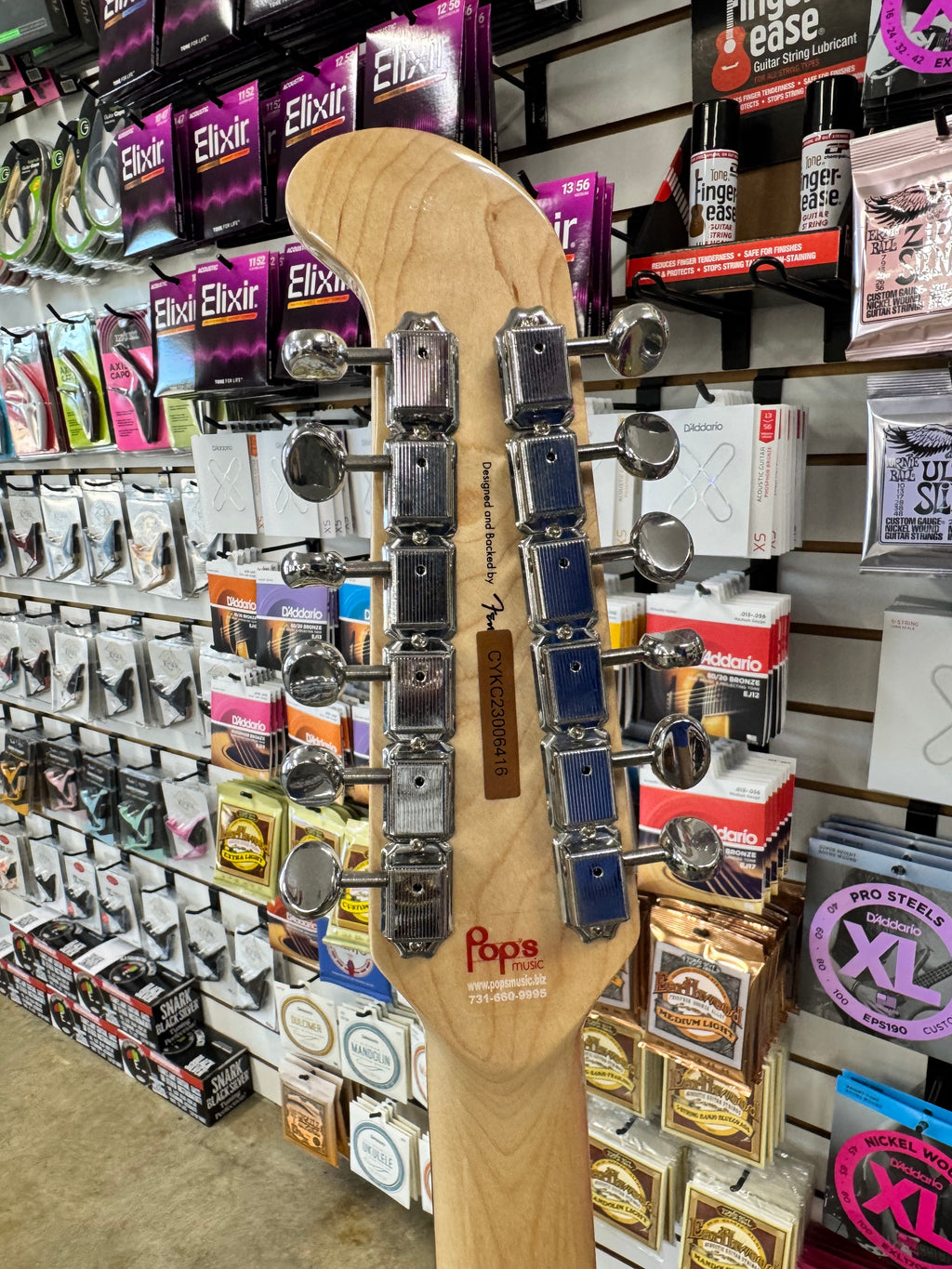 Used Squier Paranormal Jazzmaster XII 12-string, Lake Placid Blue - back of headstock and tuners