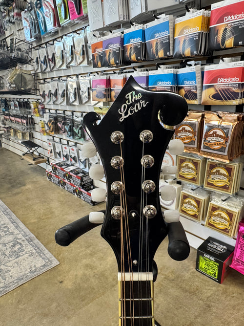Used The Loar LM-520-VS F-style mandolin, Vintage Sunburst - headstock with The Loar logo
