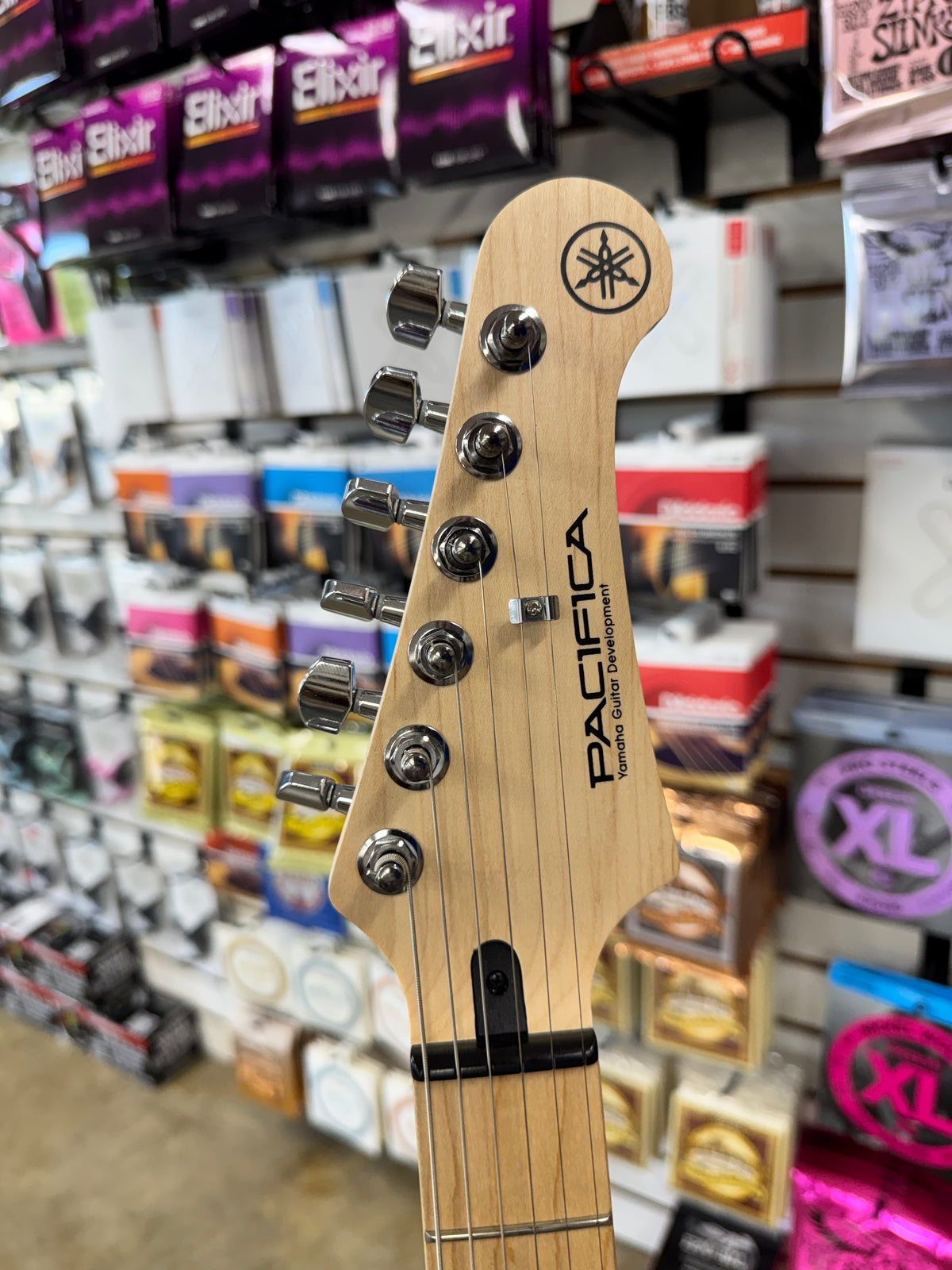 Used Yamaha Pacifica PAC112VM, Ice Blue - headstock with Pacifica logo