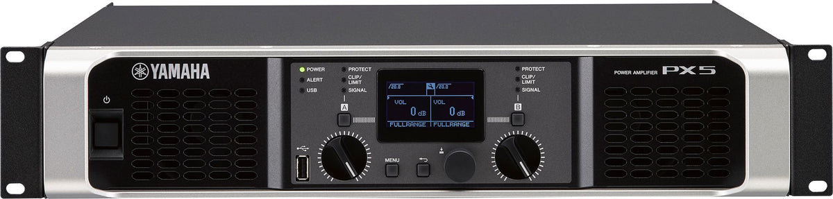 Yamaha PX5 2-Channel Power Amplifier with DSP - 800W x 2 at 4 Ohms - front panel view 2