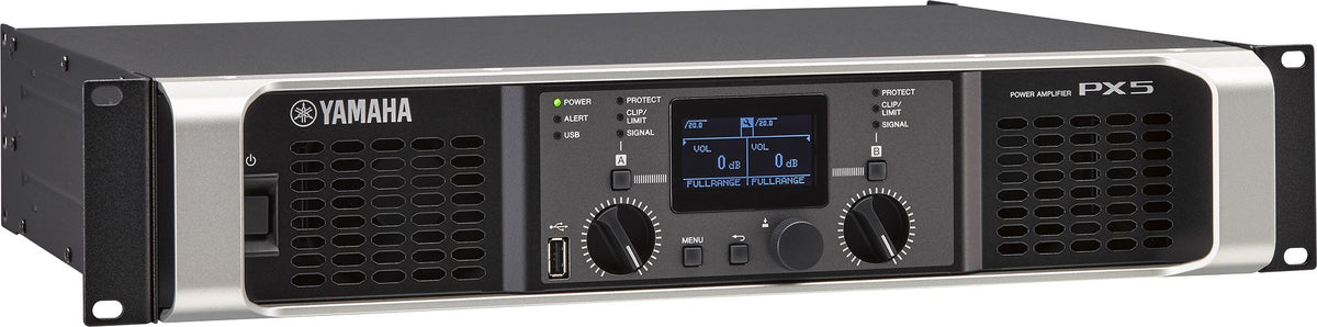 Yamaha PX5 2-Channel Power Amplifier with DSP - 800W x 2 at 4 Ohms - left angle view 3