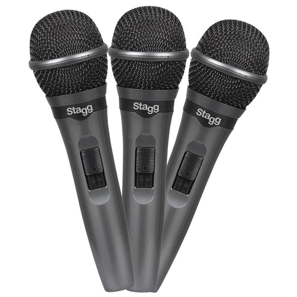 Stagg SDMP15 3 Pack Cardioid Dynamic Microphones for Live Performances