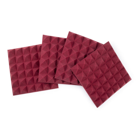Gator GFW-ACPNL1212PBDY-4PK 4 Pack of Burgundy 12x12" Acoustic Pyramid Panel