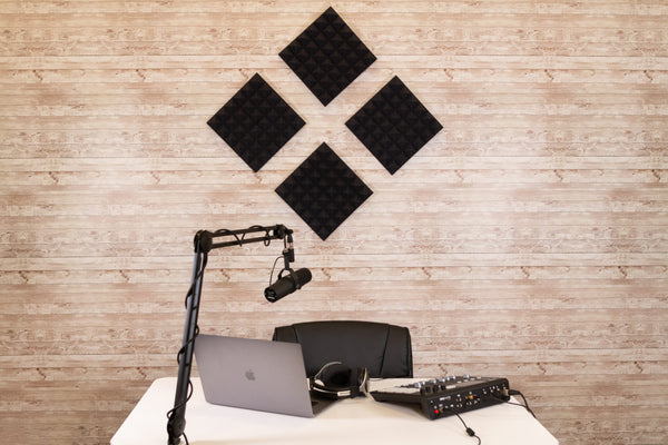 Gator 4 Pack of Charcoal 12x12" Acoustic Pyramid Panel