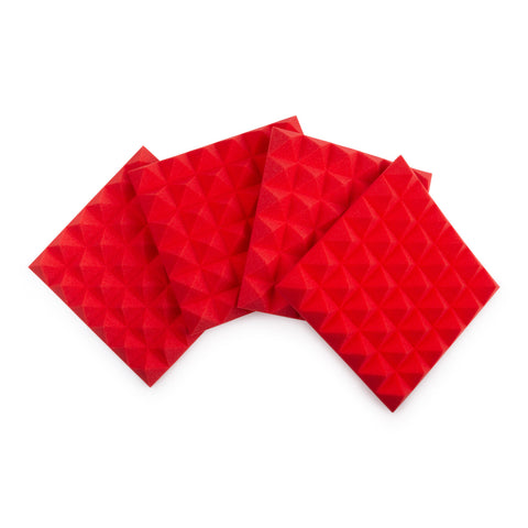 Gator 4 Pack of Red 12x12" Acoustic Pyramid Panel