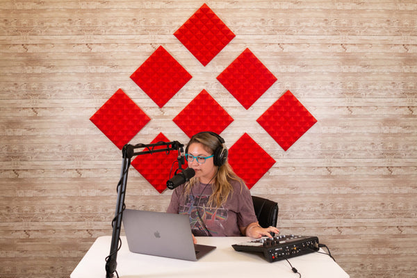 Gator GFW-ACPNL1212PRED-8PK 8 Pack of Red 12x12" Acoustic Pyramid Panel