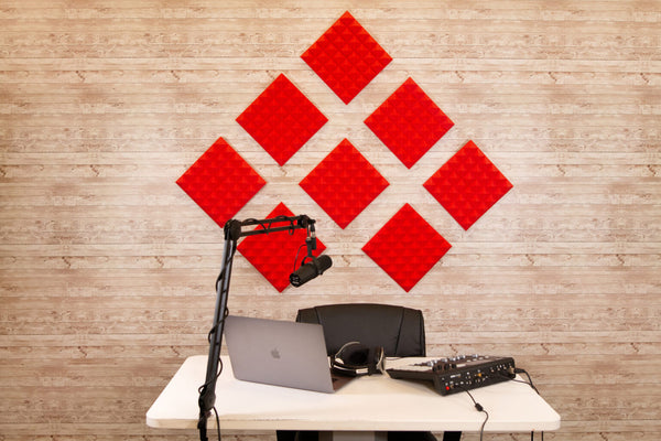 Gator GFW-ACPNL1212PRED-8PK 8 Pack of Red 12x12" Acoustic Pyramid Panel
