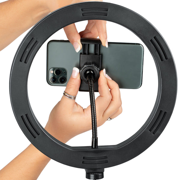 Gator GFW-RINGLIGHTDSKTP Ring Light Round Base Desktop Stand W/ Phone Clamp