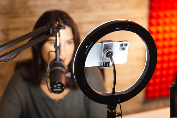 Gator GFW-RINGLIGHTDSKTP Ring Light Round Base Desktop Stand W/ Phone Clamp