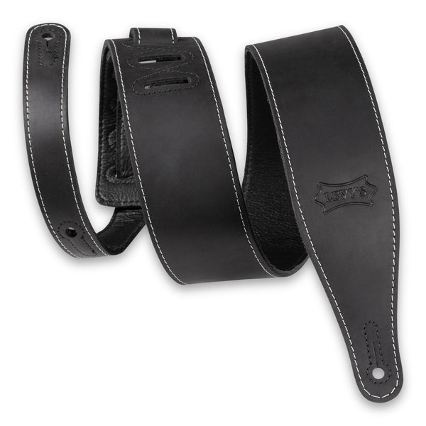 Levy's M17BAS-BLK 2.5″ Pull-Up Butter Leather Guitar Strap – Black