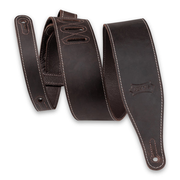 Levy's M17BAS-DBR 2.5″ Pull-Up Butter Leather Guitar Strap – Dark Brown