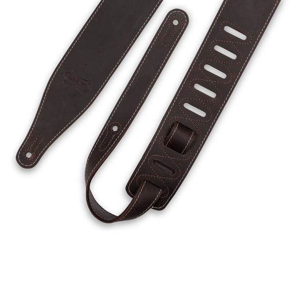 Levy's M17BAS-DBR 2.5″ Pull-Up Butter Leather Guitar Strap – Dark Brown