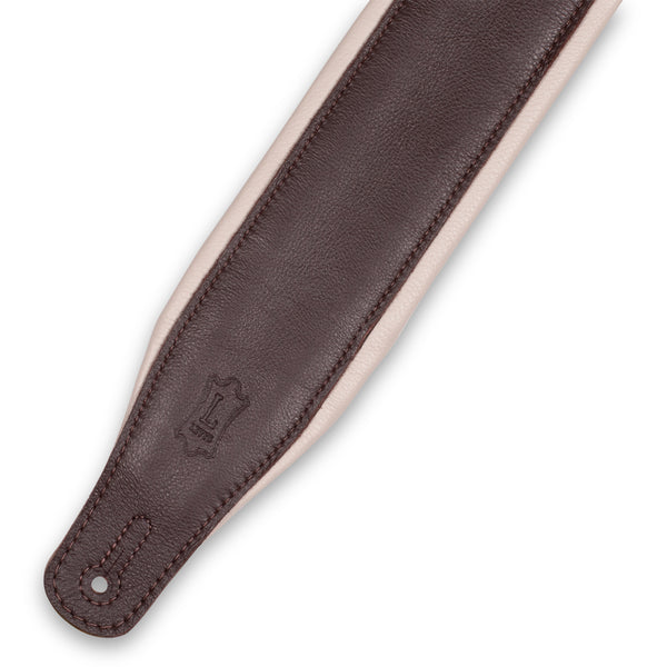 Levy's M26GP-DBR-CRM 3″ Dark Brown & Cream Garment Leather Guitar Strap