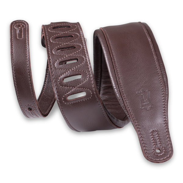 Levy's M26GP-DBR-DBR 3″ Dark Brown Garment Leather Guitar Strap