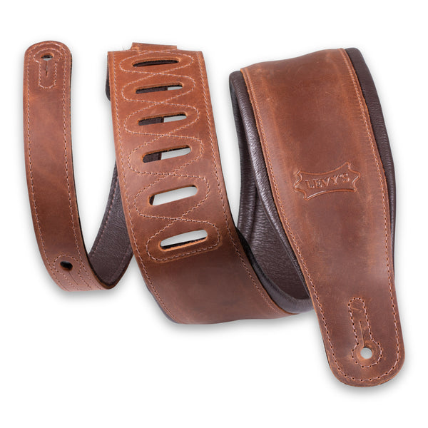 Levy's PM32BH-BRN 3.25″ Wide Butter Leather Guitar Strap