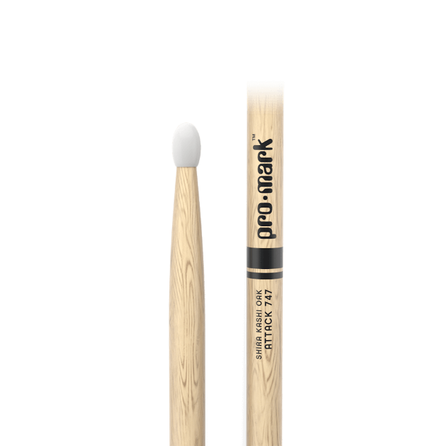 Pro Mark Classic Attack 747 Shira Kashi Oak Drumstick, Oval Nylon Tip