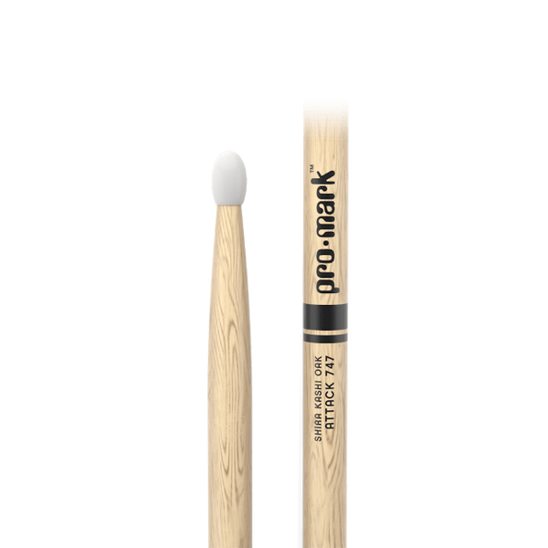 Pro Mark Classic Attack 747 Shira Kashi Oak Drumstick, Oval Nylon Tip