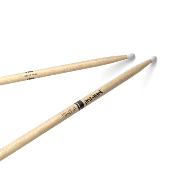Pro Mark Classic Attack 747 Shira Kashi Oak Drumstick, Oval Nylon Tip