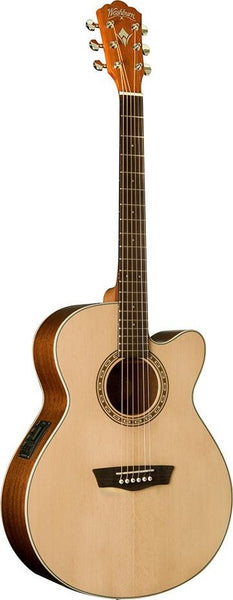 Washburn WG7SCE Harvest Series Solid Sitka Spruce Top Grand Auditorium Cutaway with Electronics Natu