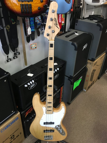 Austin AJB300N Double Cutaway 4 String Bass Natural