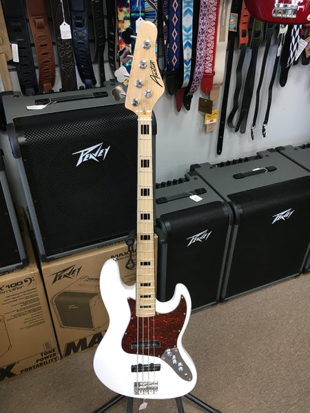 Austin AJB300 Double Cutaway Electric Bass White
